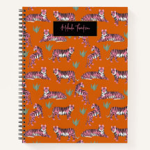 Patrón de animal de tigre naranja rosa boho