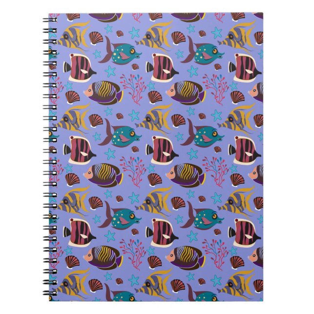 Cuaderno Patrón de animales acuáticos | vida submarina en e (Frente)