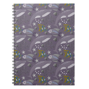 Cuaderno Patrón de animales acuáticos   vida submarina en l