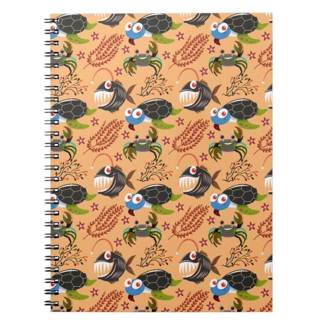 Cuaderno Patrón de animales acuáticos | vida submarina en l (Frente)