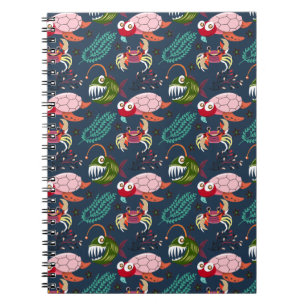 Cuaderno Patrón de animales acuáticos   vida submarina en l
