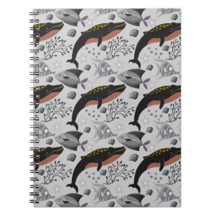 Cuaderno Patrón de animales acuáticos   vida submarina en l