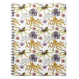 Cuaderno Patrón de animales acuáticos   vida submarina en l