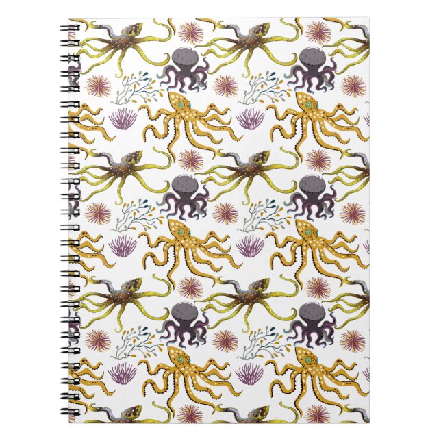 Cuaderno Patrón de animales acuáticos | vida submarina en l (Frente)
