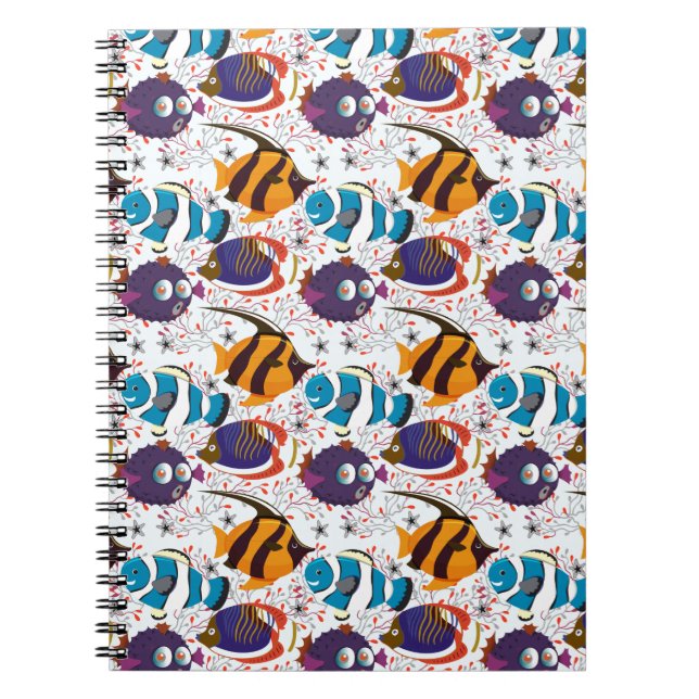Cuaderno Patrón de animales acuáticos | vida submarina en l (Frente)