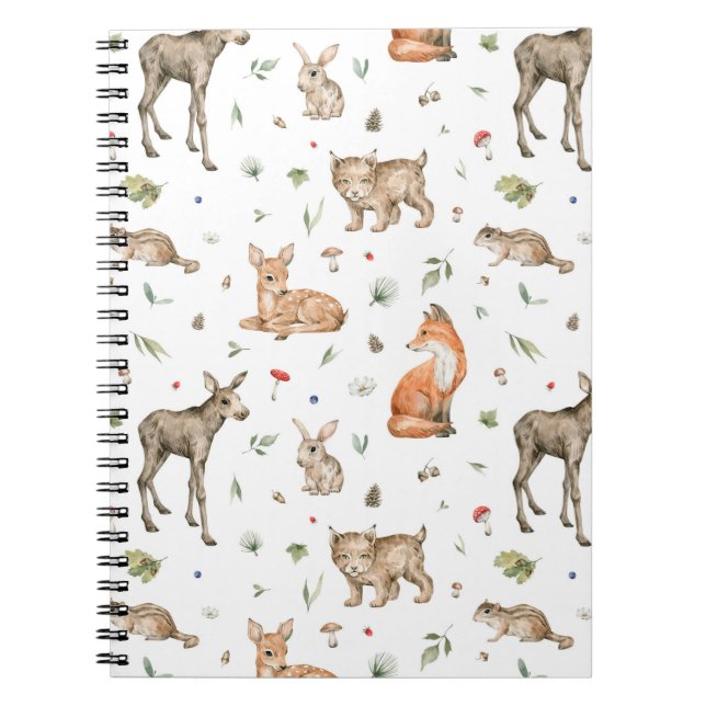 Cuaderno Patrón de animales de bosque (Frente)