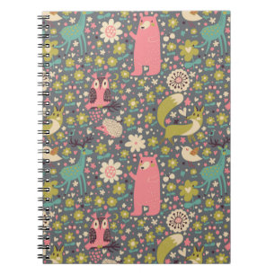 Cuaderno Patrón de animales de bosque de corte
