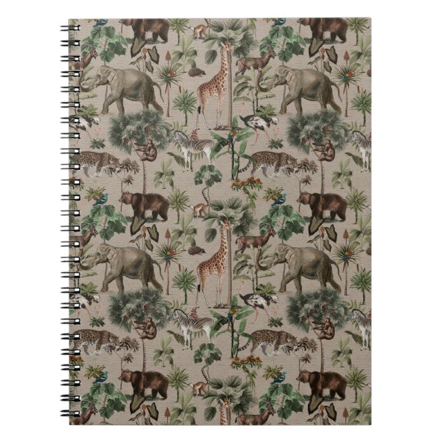 Cuaderno Patrón de animales de Safari de la Selva Tropical (Frente)