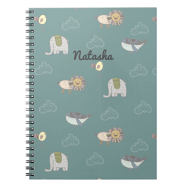 Cuaderno Patrón de animales escandinavos de corte de person (Frente)