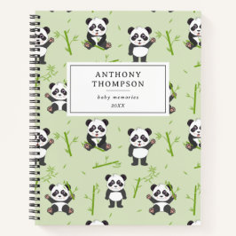 Cuaderno Patrón de animales kawaii de oso panda lindo y bam