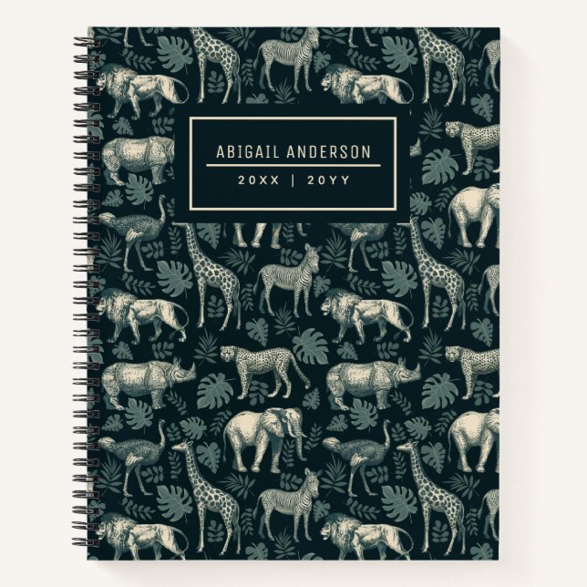 Cuaderno Patrón de animales salvajes africanos (Anverso)