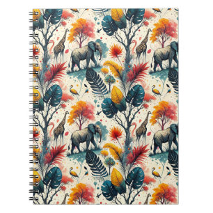 Cuaderno Patrón de animales salvajes de la jungla del safar