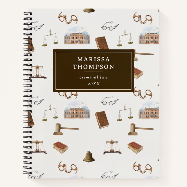 Cuaderno Patrón de antigüedades legales Gavel (Anverso)