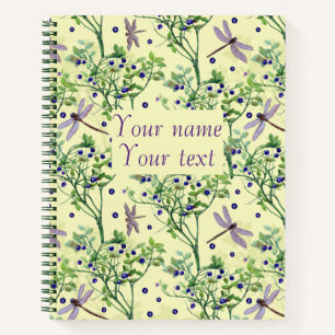 Cuaderno Patrón de arándano con libélulas