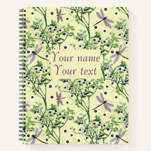 Cuaderno Patrón de arándano con libélulas (Anverso)