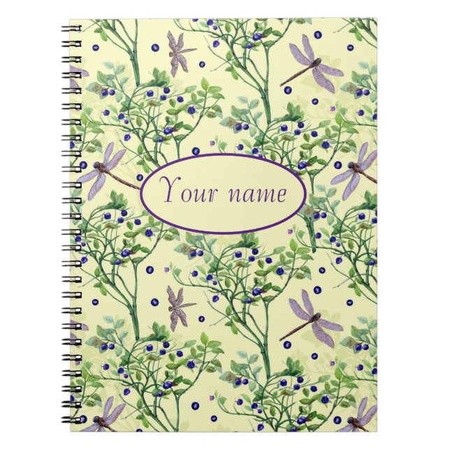 Cuaderno Patrón de arándano con libélulas (Frente)