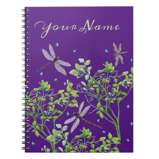 Cuaderno Patrón de arándano con libélulas (Frente)