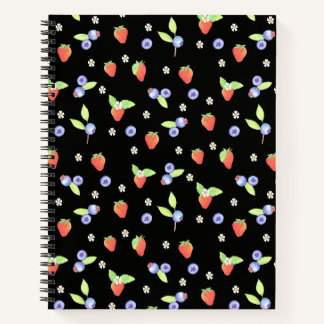 Cuaderno Patrón de arándano y fresa en acuarela adorable
