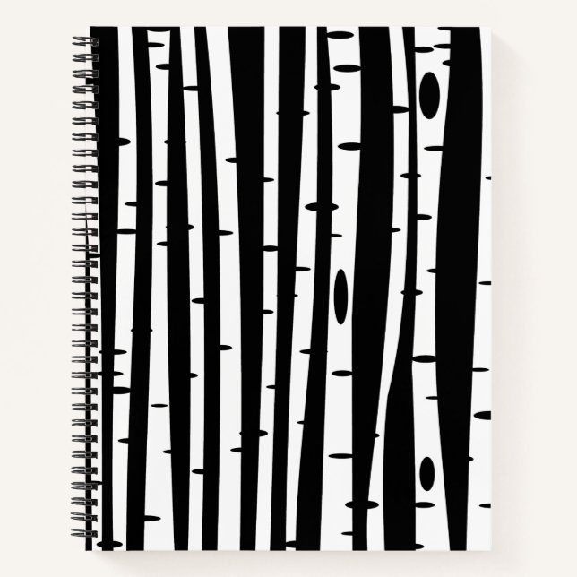 Cuaderno Patrón de árbol blanco negro lindo (Anverso)