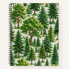 Cuaderno Patrón de árbol de bosque perenne