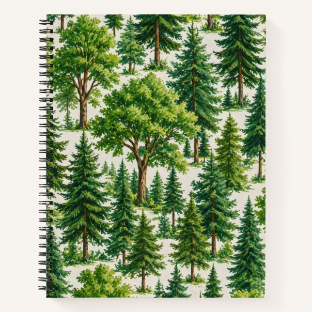 Cuaderno Patrón de árbol de bosque perenne (Anverso)