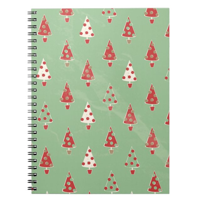 Cuaderno Patrón de árbol de Navidad caprichoso (Frente)