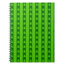 Cuaderno Patrón de árbol de navidad con rayas verdes