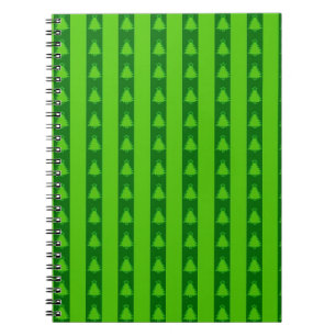 Cuaderno Patrón de árbol de navidad con rayas verdes