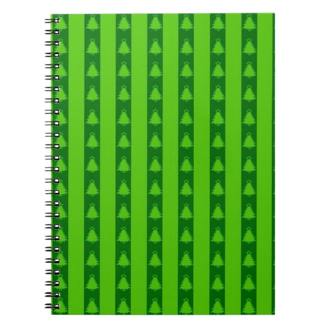 Cuaderno Patrón de árbol de navidad con rayas verdes (Frente)