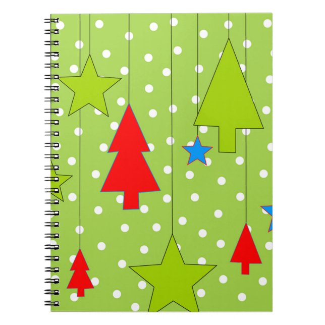Cuaderno Patrón de árbol de Navidad de puntos de polka verd (Frente)