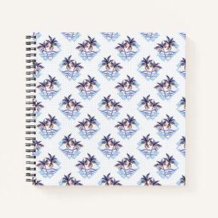 Cuaderno Patrón de árbol de palma geométrico púrpura