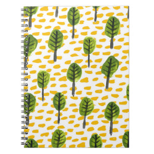 Cuaderno Patrón de árbol negro verde Naive