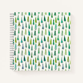 Cuaderno Patrón de árboles de Navidad pintados a mano |