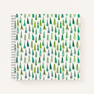 Cuaderno Patrón de árboles de Navidad pintados a mano