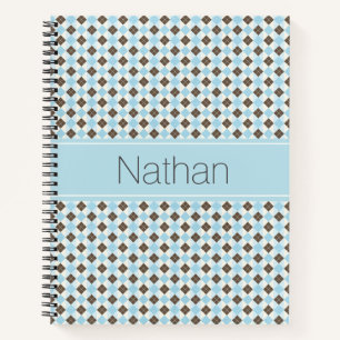 Cuaderno Patrón de arcillos personalizados azul y marrón