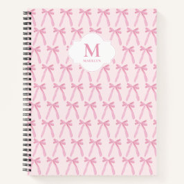 Cuaderno Patrón de arco de coqueta rosada monogramado perso