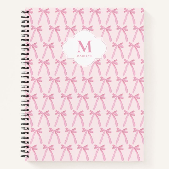 Cuaderno Patrón de arco de coqueta rosada monogramado perso (Anverso)