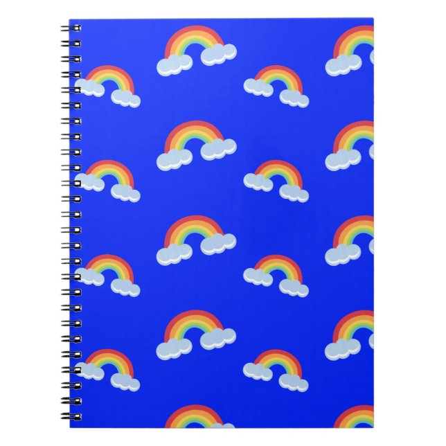 Cuaderno Patrón de arco iris con nubes (Frente)