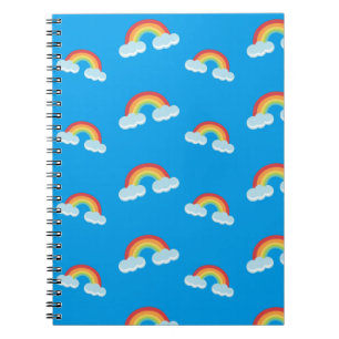 Cuaderno Patrón de arco iris con nubes