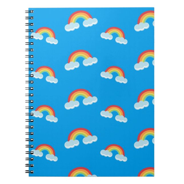 Cuaderno Patrón de arco iris con nubes (Frente)