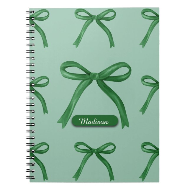 Cuaderno Patrón de arco verde personalizado elegante (Frente)