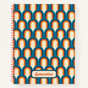 Cuaderno Patrón de arcoiris retro colorido personalizado