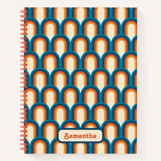 Cuaderno Patrón de arcoiris retro colorido personalizado (Anverso)