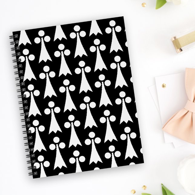 Cuaderno Patrón de armiño, Patrón medieval, Blanco sobre ne (Subido por el creador)