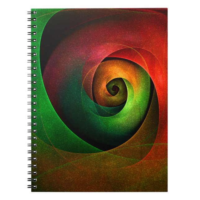 Cuaderno Patrón de arte abstracto moderno de floración verd (Frente)