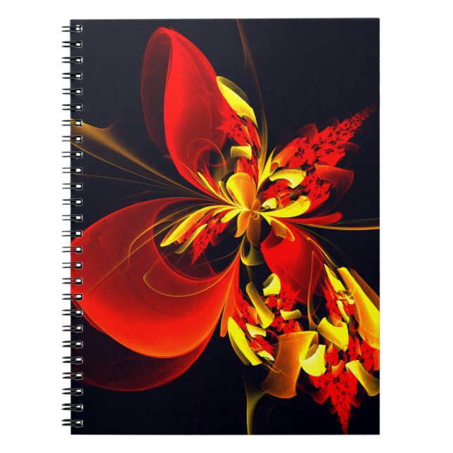 Cuaderno Patrón de arte abstracto moderno floral amarillo r (Frente)