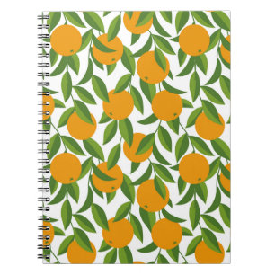 Cuaderno Patrón de arte de árbol naranja sin foco.