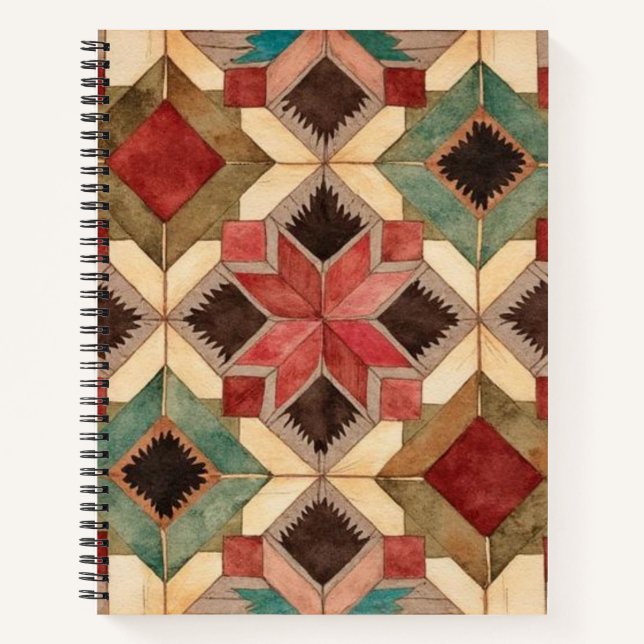 Cuaderno patrón de arte de bloque de colcha geométrica vint (Anverso)