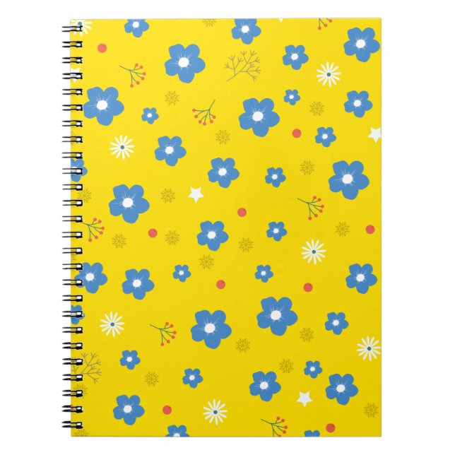 Cuaderno Patrón de arte de las flores amarillas Flor estéti (Frente)
