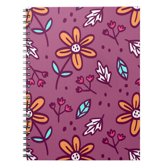 Cuaderno Patrón de arte de las flores rosadas Flor estética (Frente)